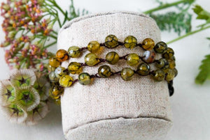 Hand Knotted Convertible Crochet Bracelet, Necklace, or Headband, Semi Precious Stones - WR-016