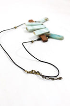 Load image into Gallery viewer, Modern Hip Geometric Amazonite and Wood Necklace -The Classics Collection- N2-791
