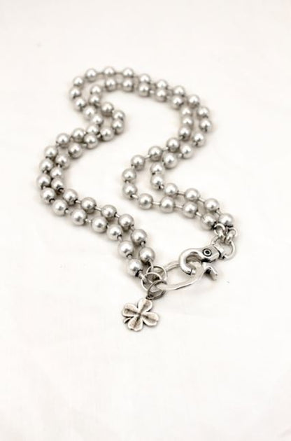 Convertible Short or Long Silver Ball Chain Lucky Shamrock -The Classics Collection- N2-892