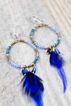 Load image into Gallery viewer, Beaded Hoop Earrings with Feather - E011-B
