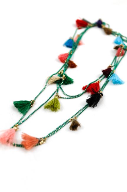 Wrap Tiny Tassel Necklace Extra Long -The Classics Collection- N2-658