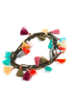 Load image into Gallery viewer, Wrap Necklace with Mini Rainbow Tassels -The Classics Collection- N2-770
