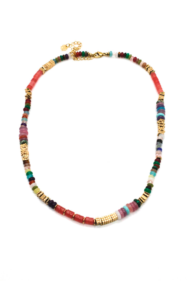 Semi Precious Stone Artsy Short Necklace -French Flair Collection- N2-2262