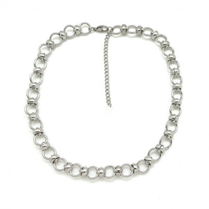 Heavy Short Silver Stainless Steel Chain Necklace -French Flair Collection- N2-2148