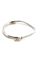 Load image into Gallery viewer, White Leather + Sterling Silver Plate Bangle Bracelet
