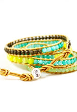 Load image into Gallery viewer, Clyde - Yellow Lime Green Mix Wrap Bracelet
