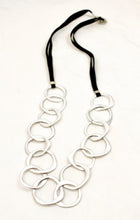 Load image into Gallery viewer, Silver Chain Link and Leather Long Necklace -The Classics Collection- N2-945
