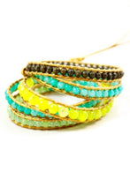 Load image into Gallery viewer, Clyde - Yellow Lime Green Mix Wrap Bracelet
