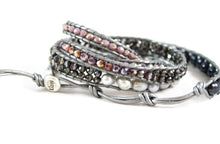 Load image into Gallery viewer, Dazzle - Purple and Grey Freshwater Pearl Mix Wrap Bracelet
