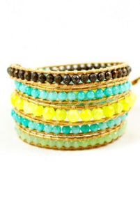 Clyde - Yellow Lime Green Mix Wrap Bracelet