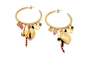Hoops With A Touch of Art 24K Gold Plate -French Flair Collection- E4-114