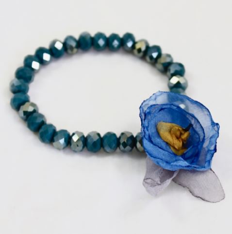 Teal Crystal Flower Bracelet -The Classics Collection- B1-1004