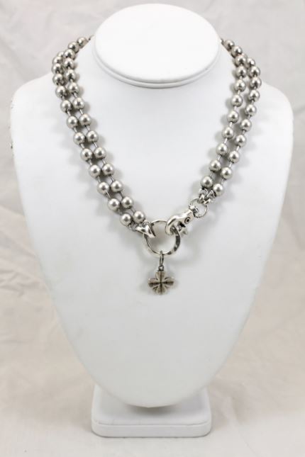 Convertible Short or Long Silver Ball Chain Lucky Shamrock -The Classics Collection- N2-892