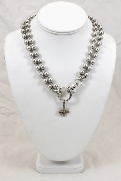 Convertible Short or Long Silver Ball Chain Lucky Shamrock -The Classics Collection- N2-892