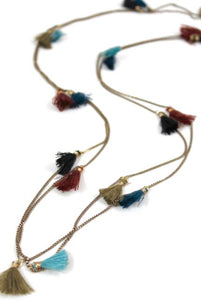 Wrap Necklace with Mini Tassels -The Classics Collection- N2-771