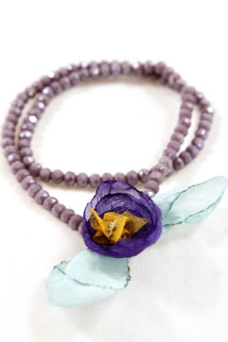 Purple Double Crystal Flower Bracelet -The Classics Collection- B1-1025