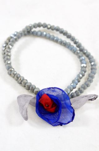 Grey Double Crystal Flower Bracelet -The Classics Collection- B1-1020