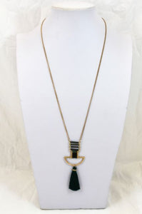 Green Tassel Beaded Charm Long Chain Necklace -The Classics Collection- N2-905