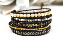 Load image into Gallery viewer, Curry - Semi Precious Stone Mix Wrap Bracelet
