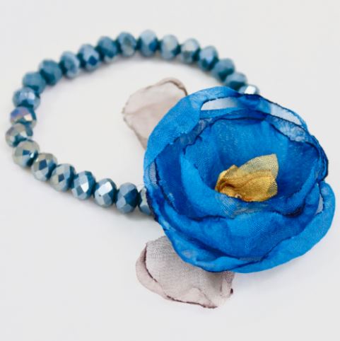 Blue Crystal Flower Bracelet -The Classics Collection-  B1-1010