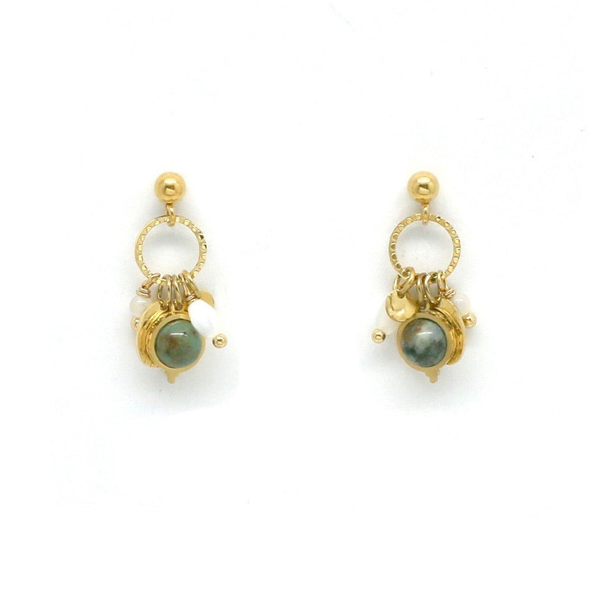 Mini Dangle Earrings with Semi Precious Stones -French Flair Collection- E4-107