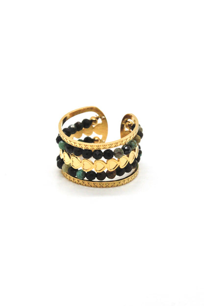 African Turquoise and Tiny Heart Ring - French Flair Collection - R1-023
