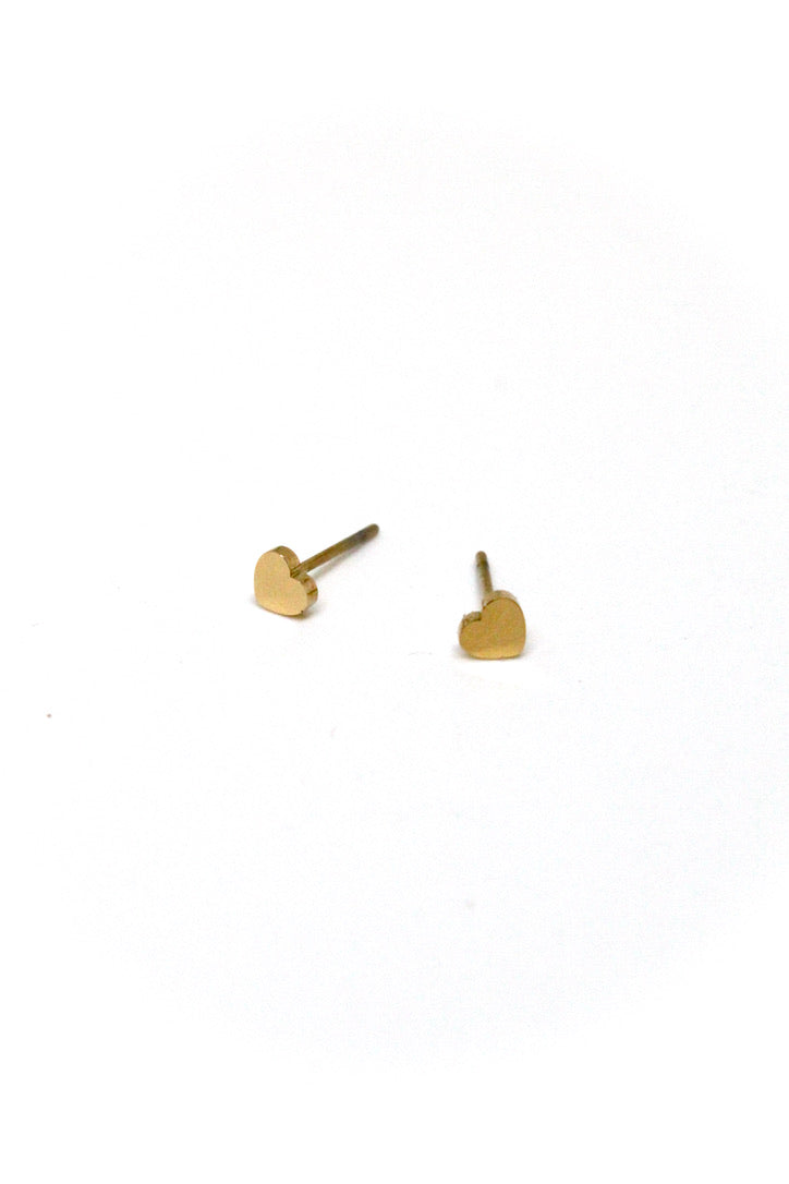 Heart Studs Gold Earrings -Tiny Collection- E3-005G