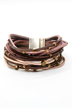 Load image into Gallery viewer, Pinkish Brass Nugget Leather Bracelet -French Flair Collection- B1-2079
