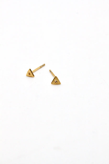 Gold Triangle Dot Stud Earrings - E3-004