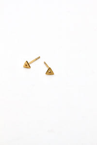 Gold Triangle Dot Stud Earrings - E3-004