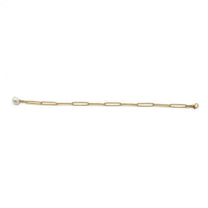 Gold Link Bracelet with Pearl - French Flair Collection - B1-2000