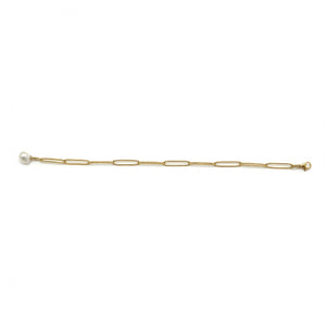 Gold Link Bracelet with Pearl - French Flair Collection - B1-2000