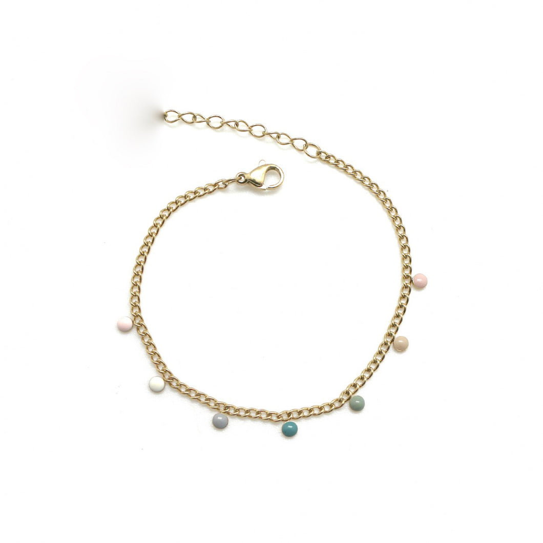 Mini Chain Bracelet with Enamel Charms - French Flair Collection - B1-2007