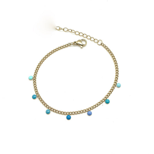 Mini Enamel Disc Charms on Gold Plated Bracelet - French Flair Collection - B1-2010