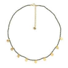 Load image into Gallery viewer, Nine Gold Charm Pyrite Short Necklace -French Flair Collection- N2-2189
