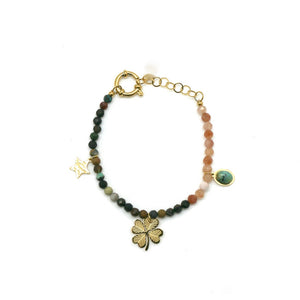 Shamrock and Semi Precious Stone Bracelet -French Flair Collection- B1-2055