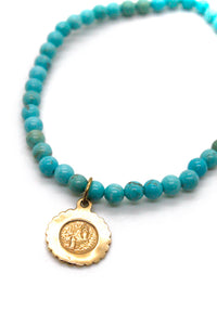 Turquoise Bracelet with French Gold Charm -French Medals Collection- B6-016