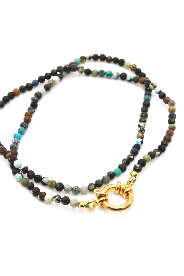 Short African Turquoise Faceted Necklace -French Flair Collection- -2269