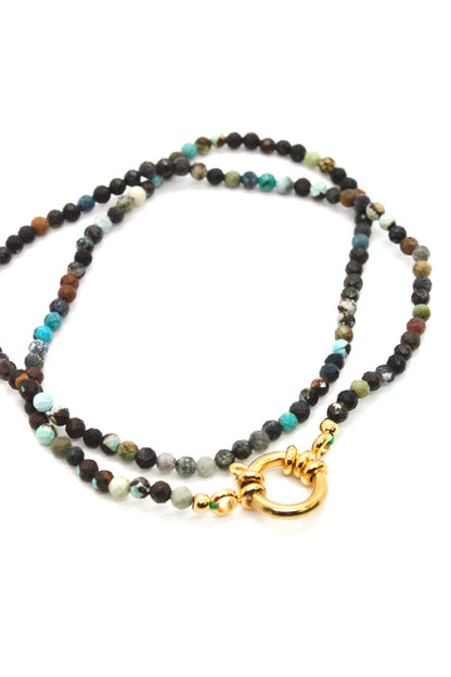 Short African Turquoise Faceted Necklace -French Flair Collection- -2269