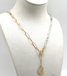 Labradorite and Charm on 24K Gold Plate Necklace or Bracelet -French Flair Collection- N2-2156