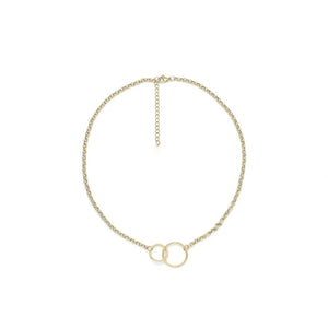 Double Ring 24K Gold Plate Necklace -French Flair Collection- N2-2100
