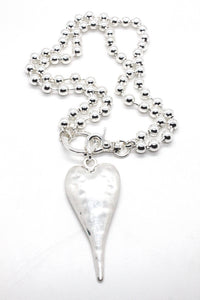 Extra Large Silver Heart Necklace to Wear Short or Long -The Classics Collection-N2-2178