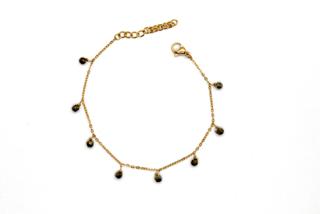 Delicate Pyrite 18K Gold Plate Bracelet -French Flair Collection- B1-2084