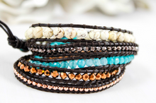 Load image into Gallery viewer, Venice - Stone and Crystal Leather Wrap Bracelet
