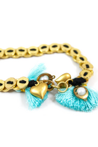 Brass Woven Chain Style Bracelet from India - BD-001T
