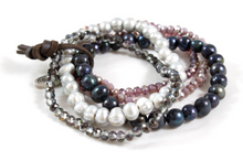Load image into Gallery viewer, Semi Precious Stone, Freshwater Pearl and Crystal Mix Luxury Stack Bracelet -BL-Dazzle
