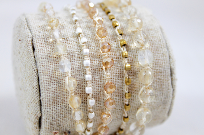 Hand Knotted Convertible Crochet Bracelet or Necklace, Crystals and Stones Mix - WR5-Hope