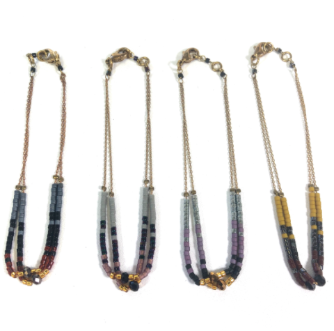 Seed Bead Bracelet on Delicate Chain - BL-G9