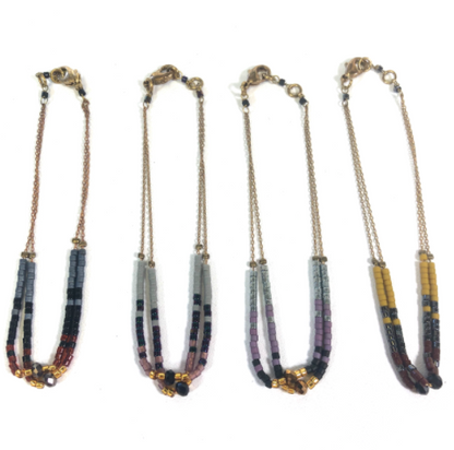 Seed Bead Bracelet on Delicate Chain - BL-G9