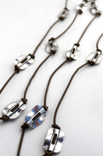Load image into Gallery viewer, Leather and Silver Bead XL Very Long Wrap Necklace -The Classics Collection- N2-201
